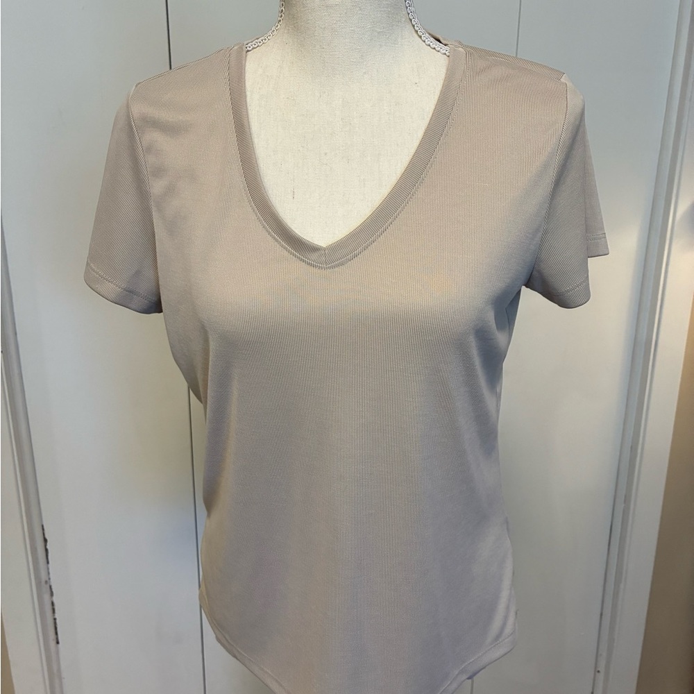 Workshop Republic Clothing Beige V-Neck Tee